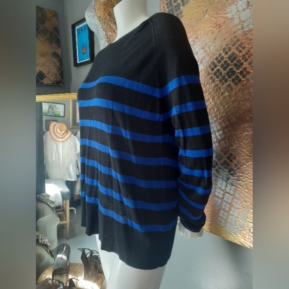 Zara Black and Blue Striped Women's Sweater - Picture 6 of 11